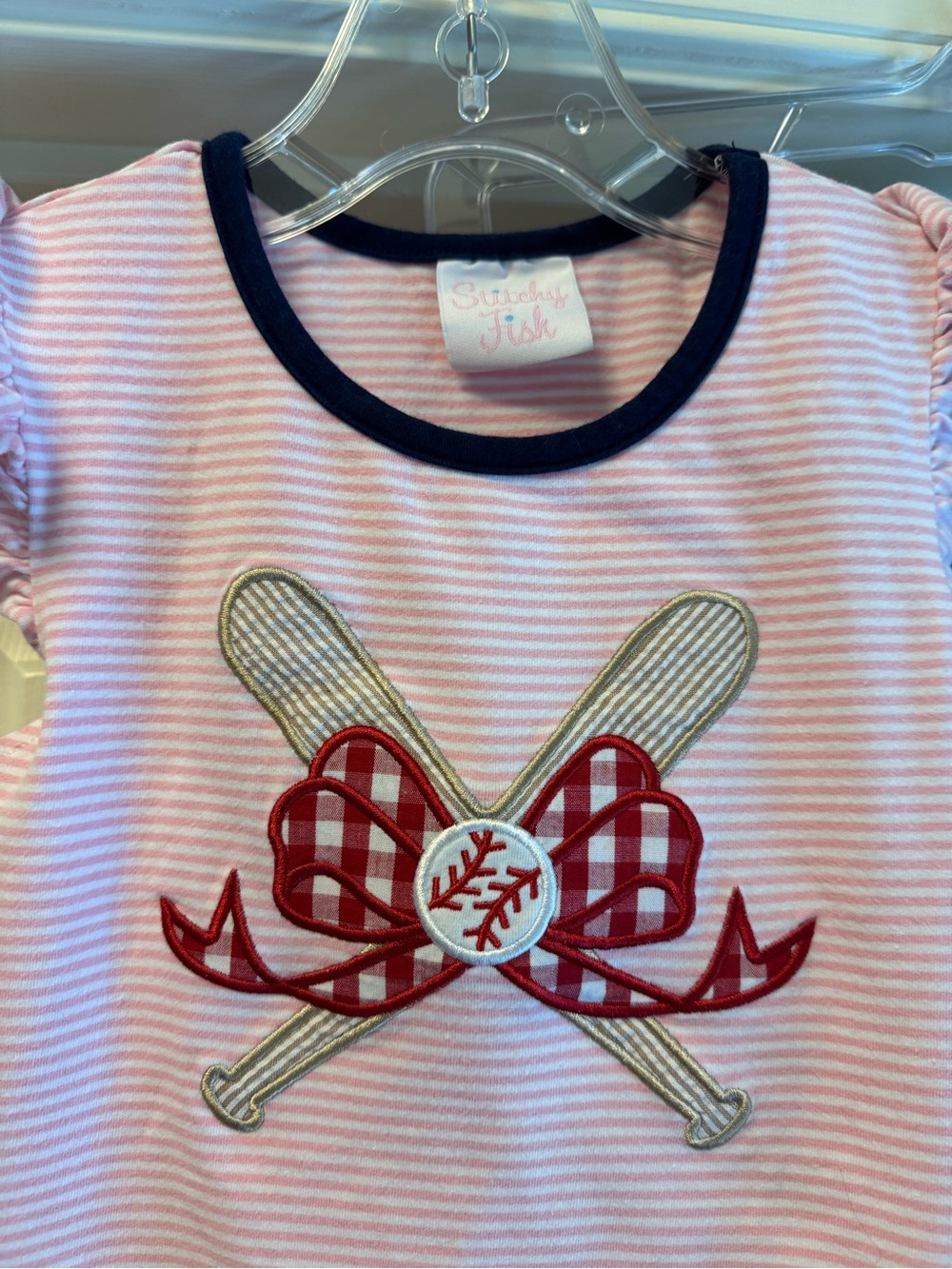 Stitchy Fish Girls Baseball Appliqué Knit Set